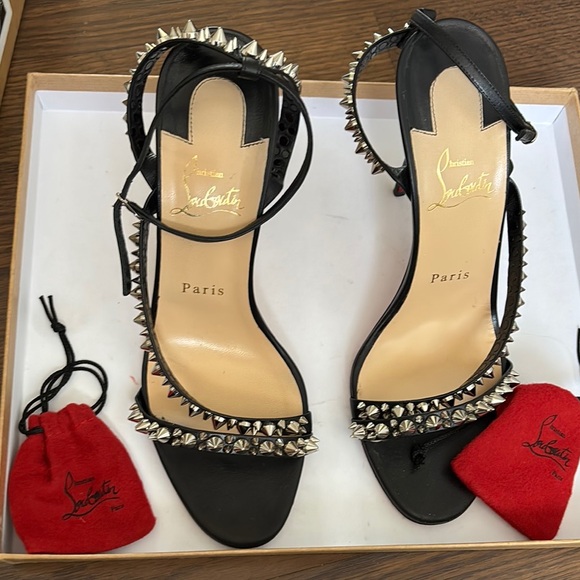Christian Louboutin Black Studded Women's Sandals - Picture 4 of 12